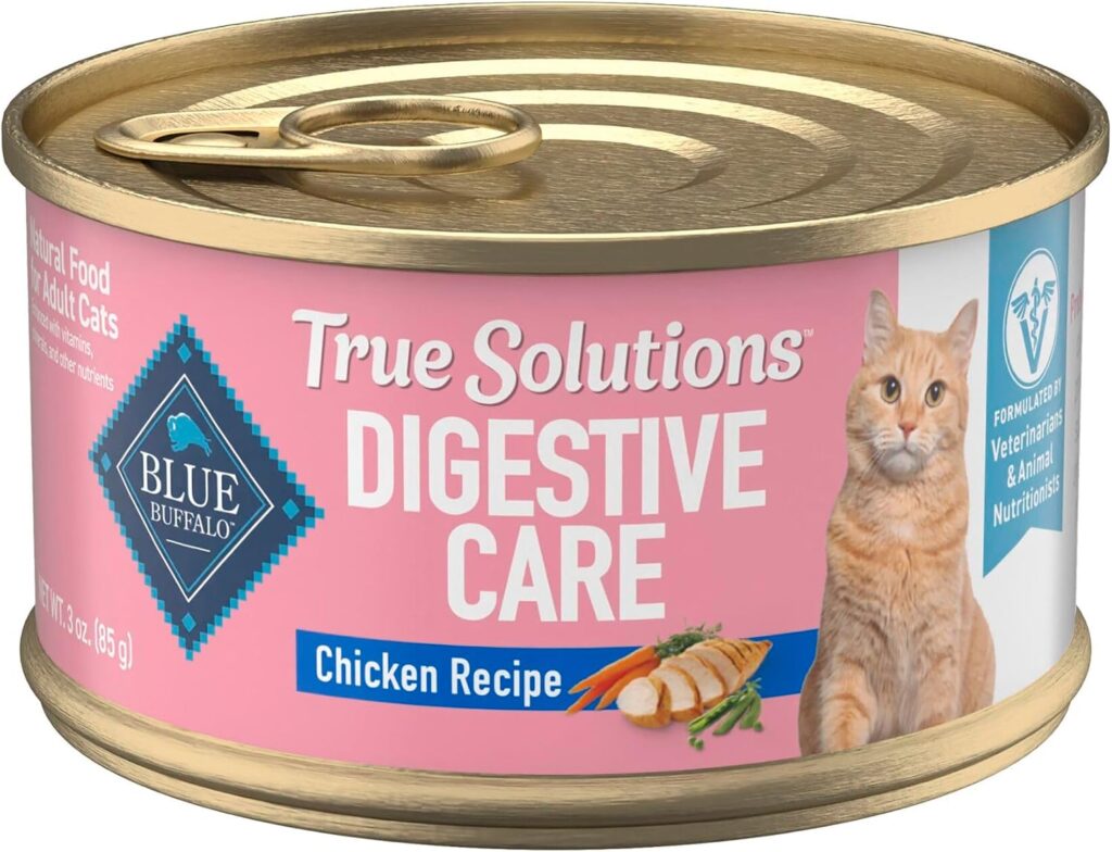 Blue Buffalo True Solutions Digestive Care Wet Cat Food for Adult Cats, Made with Natural Ingredients, Chicken
Positive Points: