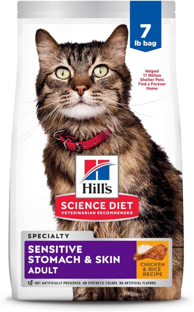Hill's Science Diet Dry Cat Food, Adult, Sensitive Stomach and skin, Chicken and rice                                  
