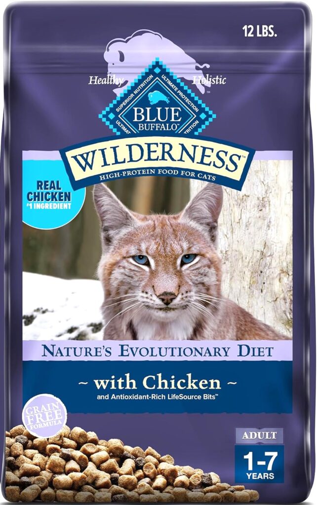 Blue Buffalo Wilderness Natural Adult Dry Cat Food, High-Protein and Grain-Free Diet,