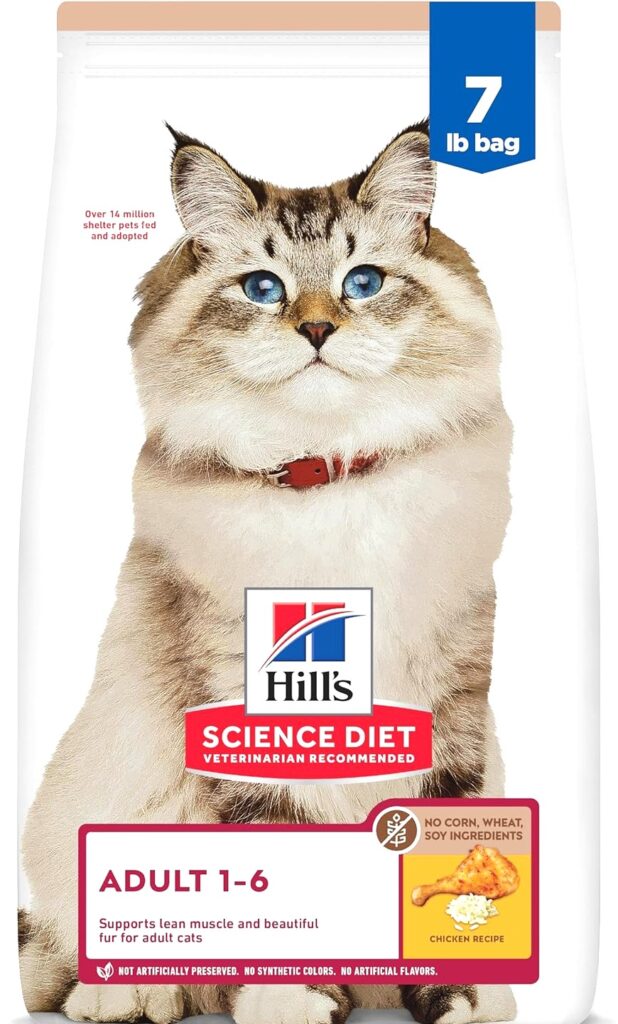 Hill's Science Diet Adult 1-6, Adult 1-6 Premium Nutrition, Dry Cat Food, No Corn, Wheat, Soy Chicken & Brown Rice Recipe