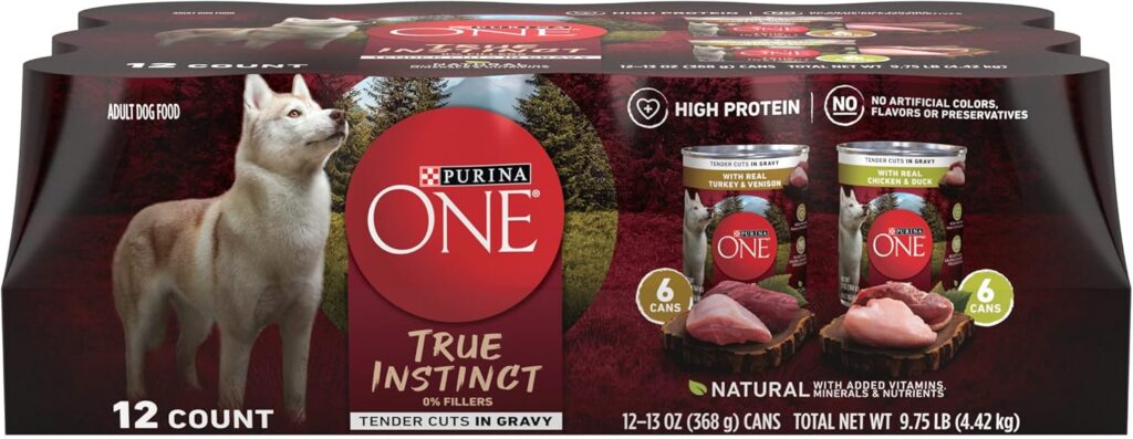 Purina ONE True Instinct Tender Cuts in Gravy With Real Turkey and Venison, and With Real Chicken and Duck High Protein Wet Dog Food