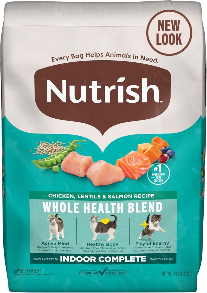 Nutrish Indoor Complete Premium Natural Dry Cat Food, Chicken with Lentils & Salmon Recipe