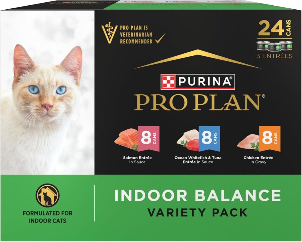 Purina Pro Plan Indoor Balance Chicken, Salmon, and Ocean Whitefish and Tuna Cat Food Wet Entrees Variety Pack, Real ingredients, real love. The taste your cat craves. Natural nutrition for happy cats. Nourish their indoor life. Give them the best, naturally. Deliciously healthy, made in the USA. Happy cat, happy home. Finicky-approved, vet-recommended. The purr-fectly natural choice. Purina Cat Chow Gentle, Sensitive stomach cat food, Cat food for skin health, Dry cat food Purina, Gentle formula cat food, Cat food for digestion, Best cat food for sensitive cats, Cat chow sensitive stomach, Purina dry cat food gentle, Skin & stomach support cat food, Royal Canin Indoor 7+, Senior cat dry food, Cat food for mature cats, Royal Canin dry cat food, Indoor cat food 7+ years, Feline health nutrition, Best food for older cats, Royal Canin senior formula, Mature indoor cat diet, Healthy aging cat food